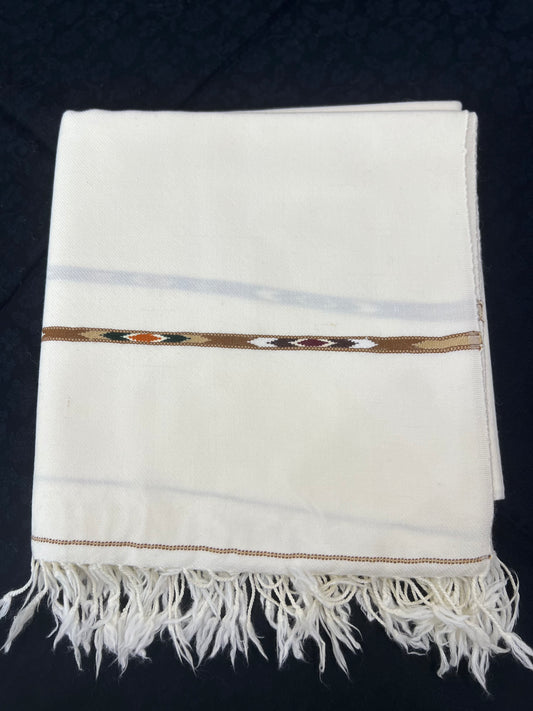 Luxurious White Sayedar Pure Australian Wool Shawl - Hand-Made & Premium Quality